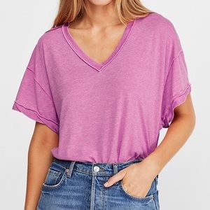Free People All-Mine Pink Open Back Washed Tee S